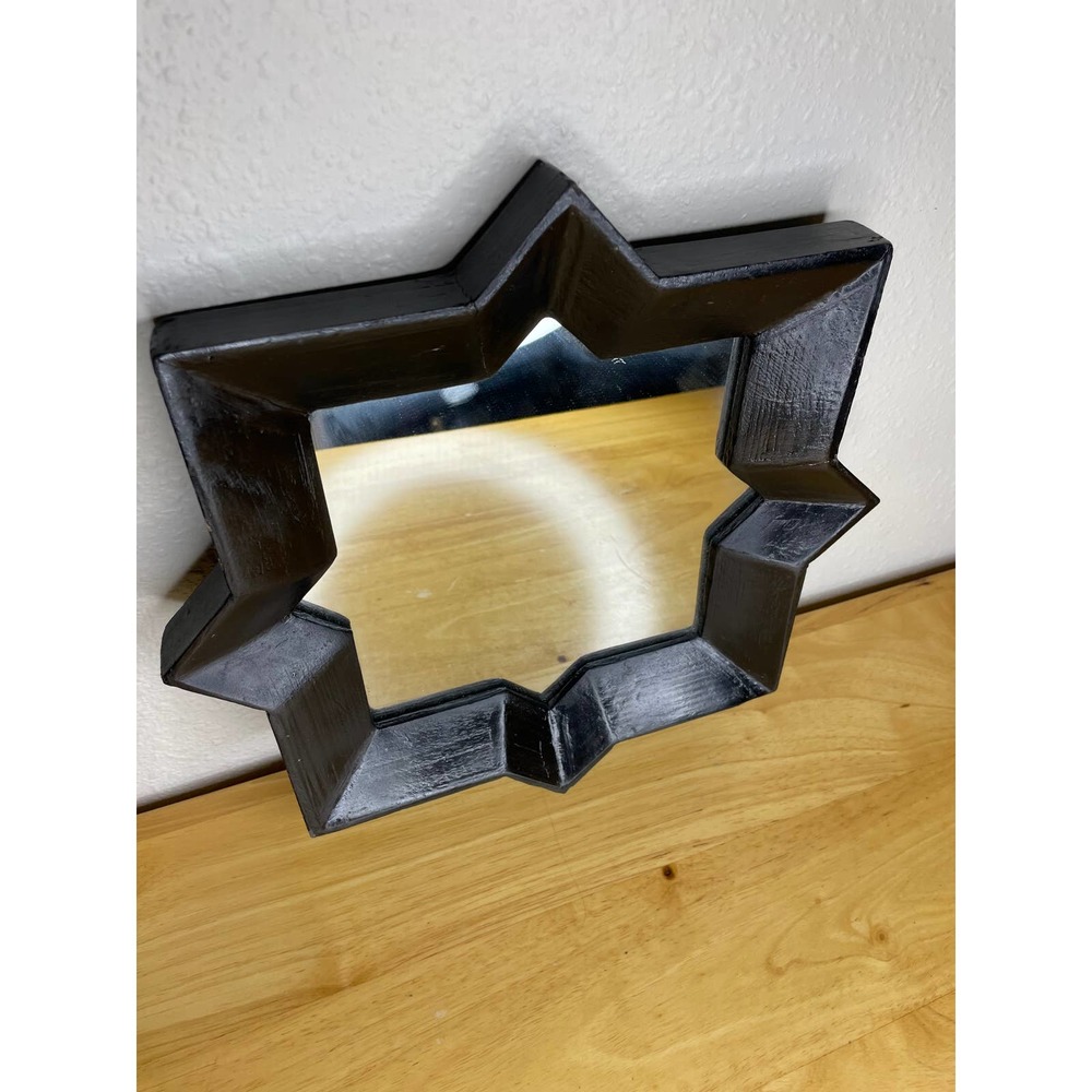 Boho Black Wooden Framed 8 Point Mirror- 12.5 Inch - Picture 3 of 6